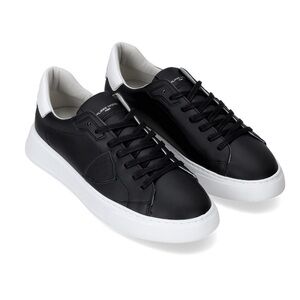 Philippe Model Men’s Temple Low-Top Sneakers in Leather, Black White size 41 NEW